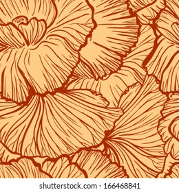 Poppy flowers and petals seamless pattern