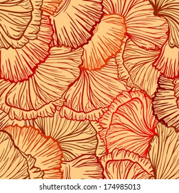 Poppy flowers and petals seamless pattern