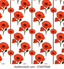 Poppy flowers seamless pattern
