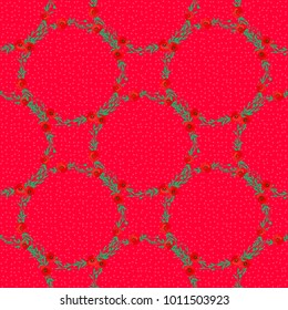 Poppy flowers seamless pattern in red, green and pink colors. Cute vector floral background.