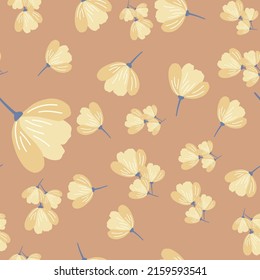 Poppy Flowers seamless pattern. Scandinavian style background. Vector illustration for fabric design, gift paper, baby clothes, textiles, cards