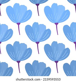 Poppy Flowers seamless pattern. Scandinavian style background. Vector illustration for fabric design, gift paper, baby clothes, textiles, cards