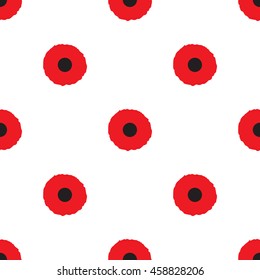 Poppy flowers seamless pattern. Simple vector floral texture in flat style.