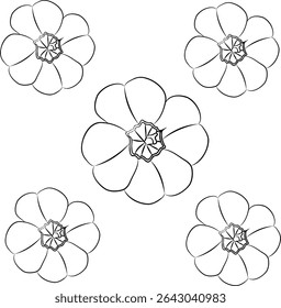 Poppy flowers for use as fabric texture or background, depicted on a white isolated background