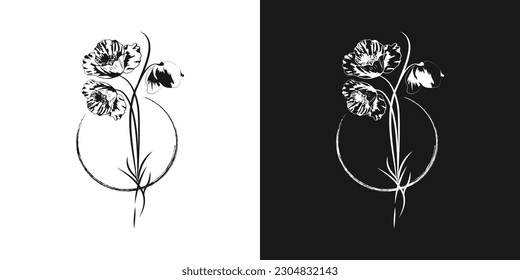Poppy flowers. Wedding flowers. Image of watercolor detailed poppies. Vector illustration
