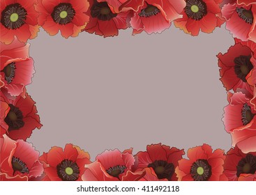 Poppy Frame.Vector Illustration