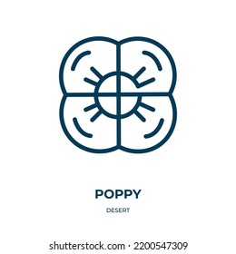 Poppy icon. Linear vector illustration from desert collection. Outline poppy icon vector. Thin line symbol for use on web and mobile apps, logo, print media.