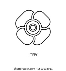 Poppy icon vector on white background. Black icon illustration