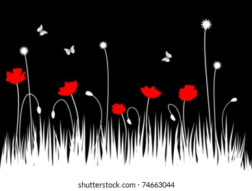 Poppy meadow vector illustration