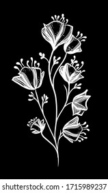 The poppy monochrome object. Vector illustration