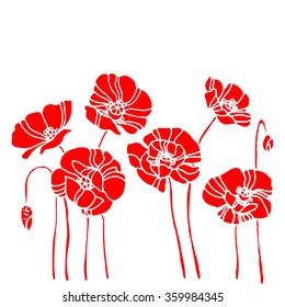 poppy nature flower vector plant pattern drawing illustration design