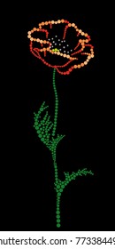 Poppy on a black background from circles