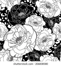 Poppy pattern seamless vector background