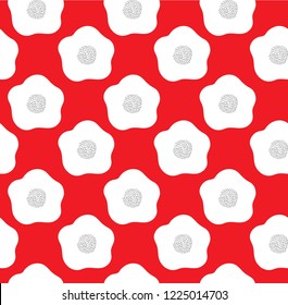 Poppy pattern vector. Red flower with brush stroke vector.