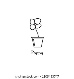 poppy in pot outline icon. Element of flower icon for mobile concept and web apps. Thin line poppy in pot outline icon can be used for web and mobile. Premium icon on white background