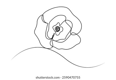 Poppy, Remembrance Day or Veterans Day Continuous Line Drawing