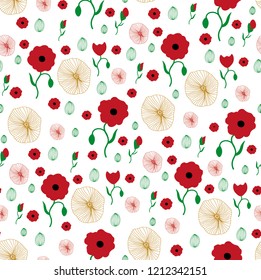 poppy seamless flower pattern 