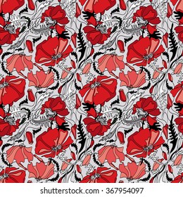 Poppy seamless pattern