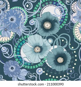 Poppy seamless pattern. Eps 10