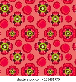 poppy seamless pattern. EPS10. No gradients, no transparency