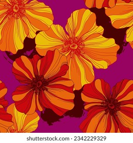 Poppy seamless pattern. Poppies on white background. Can be used for textile, wallpapers, prints and web design.