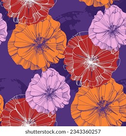 Poppy seamless pattern. Poppies on white background. Can be used for textile, wallpapers, prints and web design.