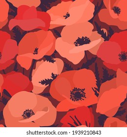 Poppy. Seamless pattern for printing on textiles and paper.