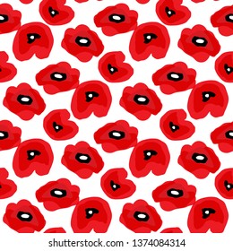 Mohn nahtloses Muster. rote Pflaumen auf weißem Hintergrund. Kann für Textilien, Wallpaper, Drucke und Web-Design verwendet werden. Vektorgrafik