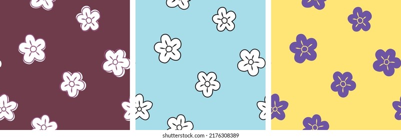 Poppy seamless pattern. A trendy hand-drawn pattern in retro style. Perfect for children or baby products, branding, packaging, cosmetics, wallpaper, fabric, clothes, etc. 