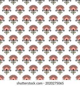 Poppy seamless pattern, Turkish style floral ornament, art deco vector