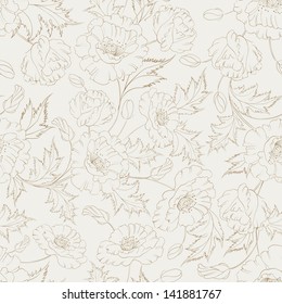 Poppy seamless pattern. Vector illustration.