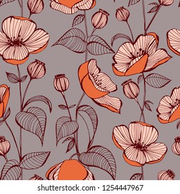 Poppy seamless vertical Pattern