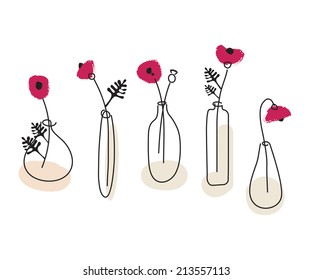 Poppy seed flowers in vase