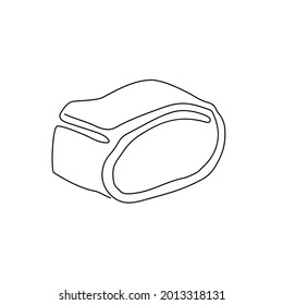 Poppy seed roll one line art. Continuous line drawing of tart, pie, cobbler, cake.