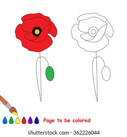Poppy in vector cartoon to be colored. Coloring book for children.