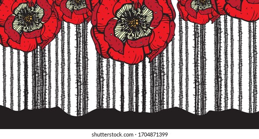 Poppy. Vector illustration. Stylized graphics of a bright and beautiful flower. Use in advertising materials, children's manuals, interior decoration.