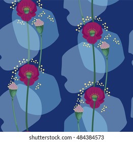 poppy vector pattern. floral vector pattern. textile design. wrapping paper design.