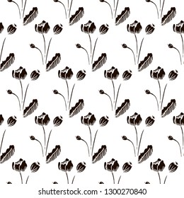 poppy vector seamless pattern