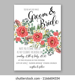 Poppy wedding  invitation