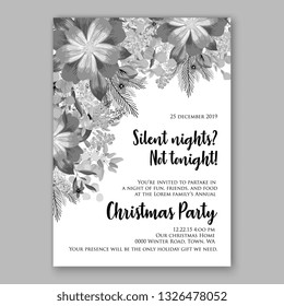 Poppy Wedding invitation  wild free rustic  floral vector template Christmas party invitation