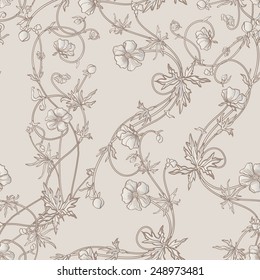 Poppys, floral seamless pattern.
