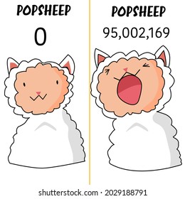 Popsheep. Sheep open mouth and close mouth.  Vector illustration