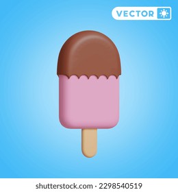 popsicle 3D vector icon set, on a blue background