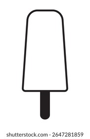 Popsicle black outline icon isolated on a white background. Simple Ice cream lolly line on a stick line style a delicious ice treat. Summer and holiday symbol, Vector illustration EPS 10