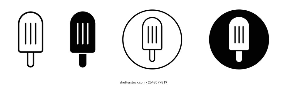 Popsicle in black and white variations with stick representing frozen sweet summer dessert cold refreshing snack treat food enjoyment