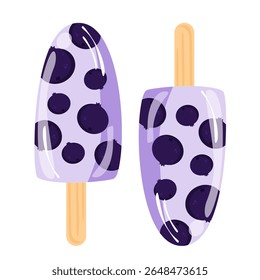 Popsicle with blueberry seamless pattern. Ice cream illustration. Can be used for wallpaper, paper wrapping, fashion fabric, food element