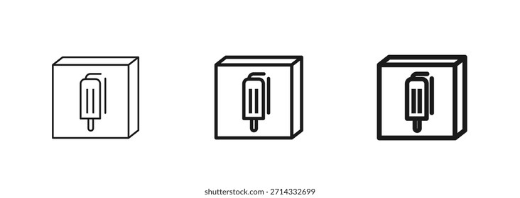 Icono de empaque de caja de paletas en estilos de contorno delgado, regular y audaz. Golosina congelada, postre refrescante, helado envasado. Para el Diseño web, ui ux, interfaz móvil. Ilustración vectorial aislada