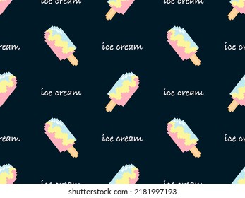 Popsicle Cartoon Character Seamless Pattern On Blue Background. Pixel Style