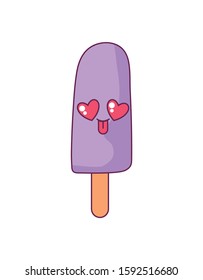 popsicle cartoon design, Kawaii expression cute character funny and emoticon theme Vector illustration