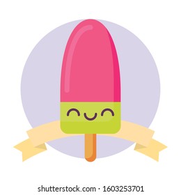 popsicle cartoon design, Kawaii expression cute character funny and emoticon theme Vector illustration